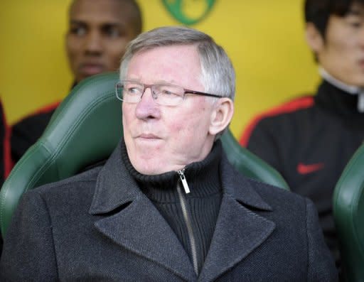 Manchester United manager Sir Alex Ferguson during his side's Premier League match against Norwich City on February 26. Ferguson hailed Ryan Giggs for the late winner that kept United within touching distance of leaders Man City in the race for the Premier League title