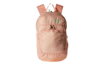 <p>Don’t let your backpack weigh you down! <a rel="nofollow noopener" href="http://www.anrdoezrs.net/links/7876402/type/dlg/sid/TL_WomensBackpacks_KFApr17/http://www.zappos.com/p/the-north-face-flyweight-pack-banff-blue-metallic-silver/product/8828646/color/670877" target="_blank" data-ylk="slk:This pack by The North Face;elm:context_link;itc:0;sec:content-canvas" class="link ">This pack by The North Face</a> only weighs 7 ounces and can even fold into an inside pocket when not in use.</p>