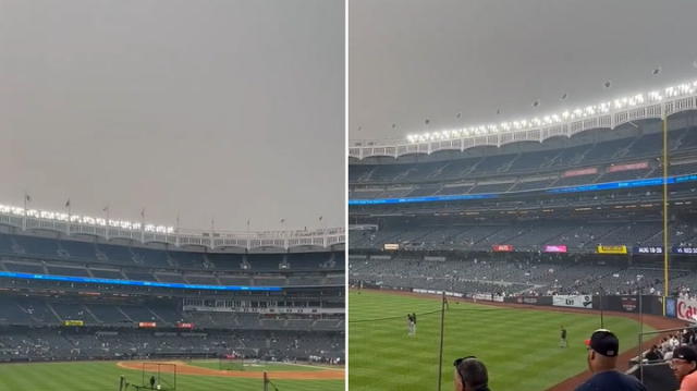 Smoke From Canadian Wildfires Visible Over Yankee Stadium 