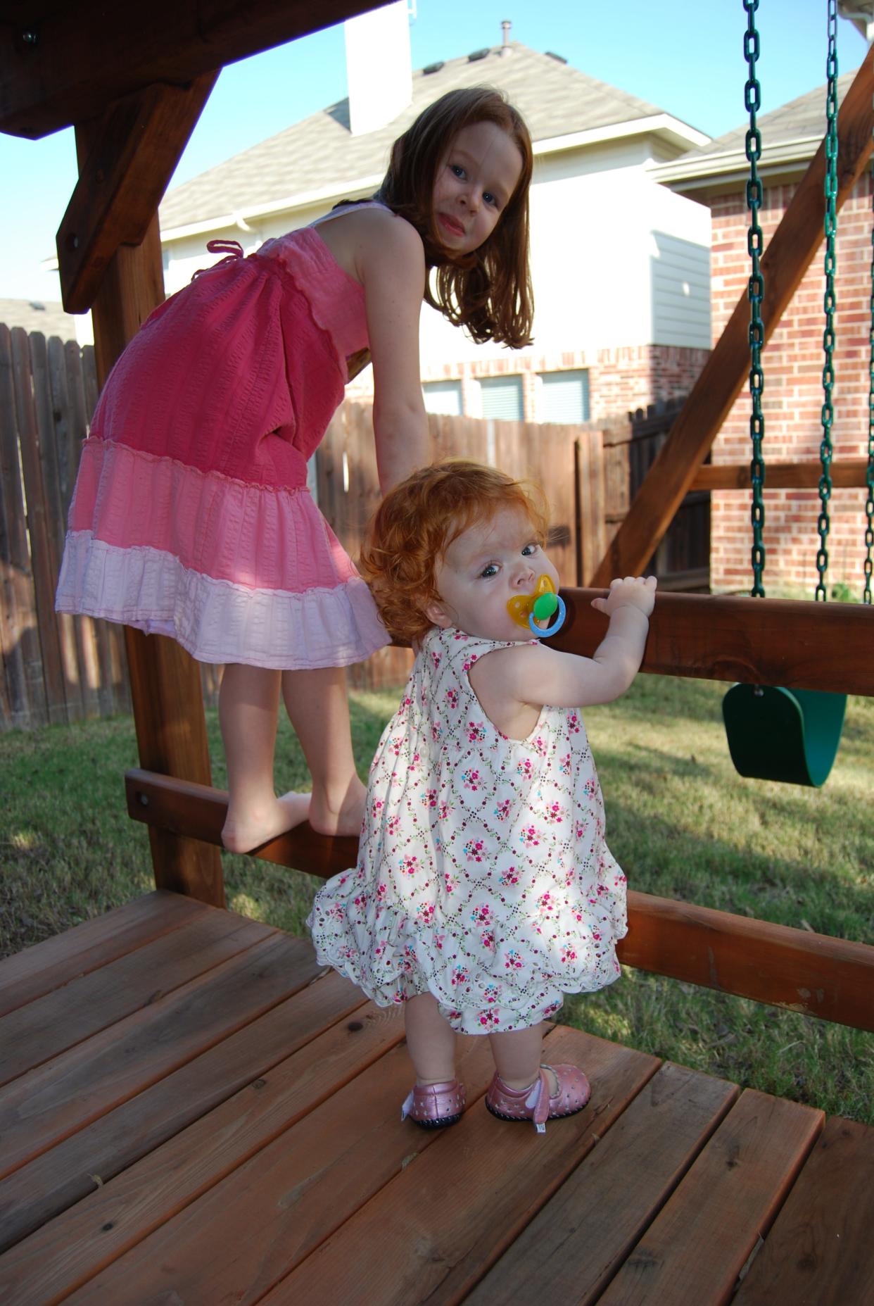 Ella and Colby Turner playing on the swing in their backyard when they were kids.