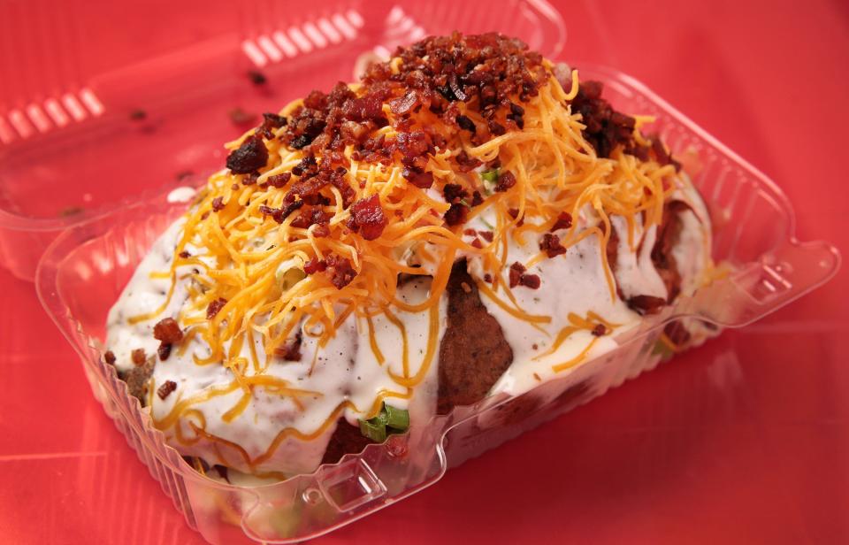 The Chicken, Bacon, Ranch Pot at Mr. Potato Spread is a favorite at the food truck and restaurant specializing in gourmet stuffed baked potatoes, fries and tater tots.