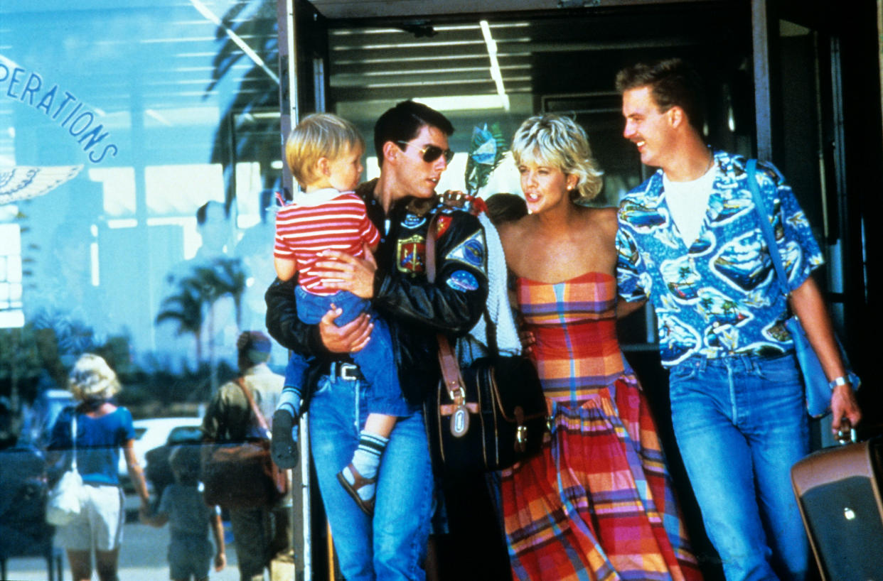 Cruise, Meg Ryan and Edwards in the happy moments prior to Goose's death in 'Top Gun' (Photo: Paramount/Courtesy Everett Collection / Everett Collection)