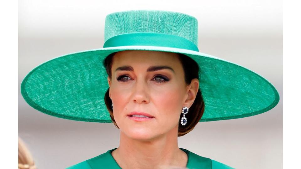 Catherine, Princess of Wales (Colonel of The Irish Guards) departs Buckingham Palace in a horse drawn carriage to attend Trooping the Colour on June 17, 2023 