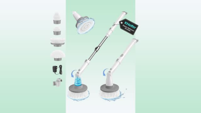 A scrubbing brush with attachments and optional tools.