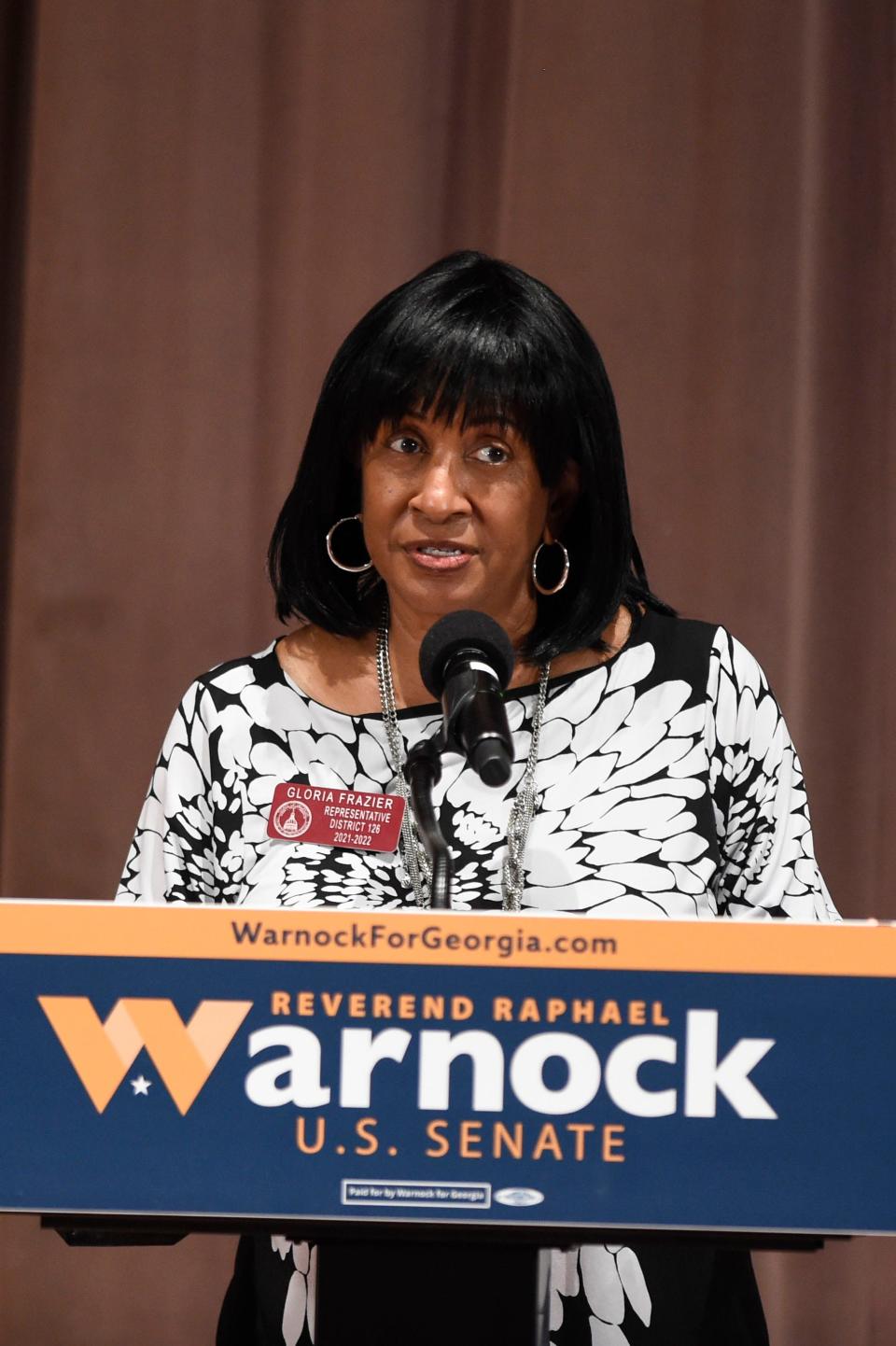FILE - Georgia Rep. Gloria Frazier speaks during the Warnock for Georgia rally at Augusta Technical College on Thursday, Sept. 1, 2022. Frazier has raised nearly $26,000 for her re-election bid.