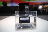 Sony's new Xperia Z smartphone is displayed in water at the Sony booth at the International Consumer Electronics Show.