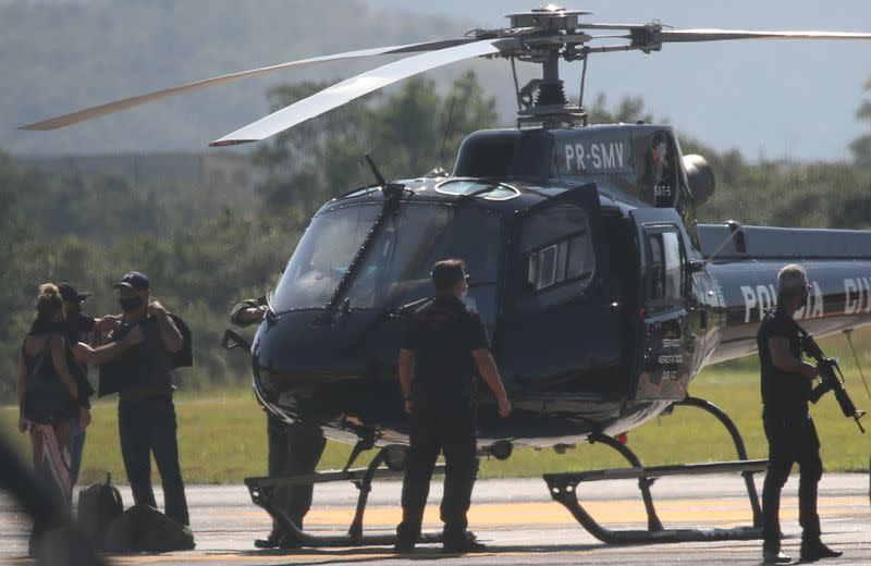 Fabricio Queiroz arrives at Jacarepagua airport after he was arrested, in Rio de Janeiro