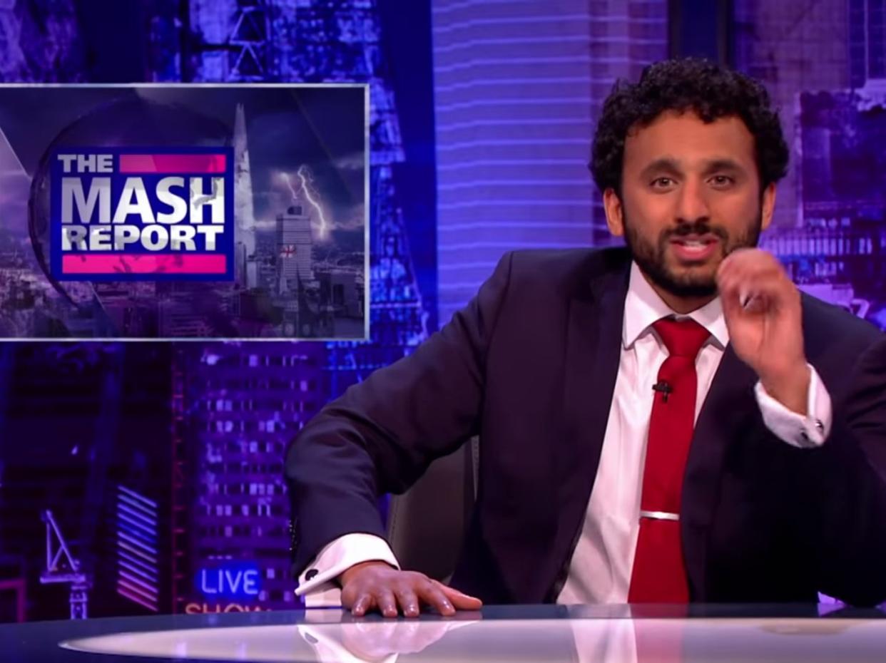 <p>Nish Kumar on BBC show ‘The Mash Report’ in 2018</p> (BBC)