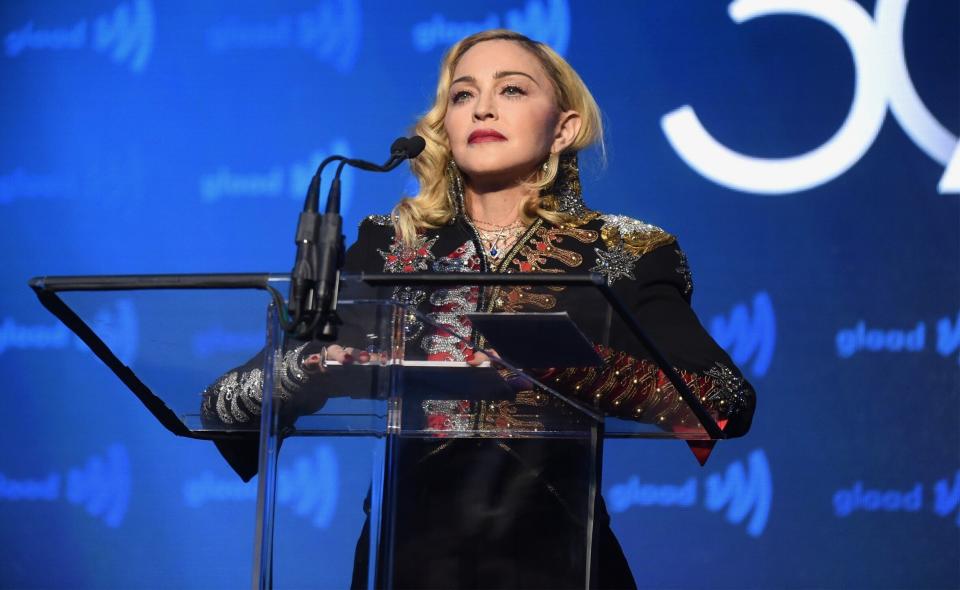 Madonna speaks onstage during the 30th Annual GLAAD Media Awards New York at New York Hilton Midtown on May 04, 2019 in New York City. (Photo: Jamie McCarthy/Getty Images for GLAAD)