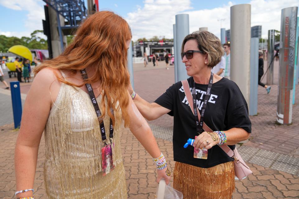 Fans gathered outside Accor Stadium ahead of Taylor Swift's Eras Tour on Feb. 23, 2024, in Sydney, Australia.