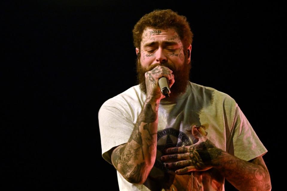 Post Malone is one of two guests on “The Tortured Poets Department.” Thompson/Getty Images for Teton Ridge