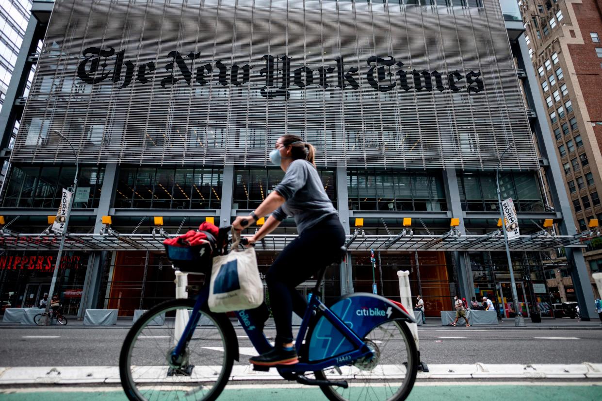 The New York Times building is seen on June 30, 2020 in New York City.