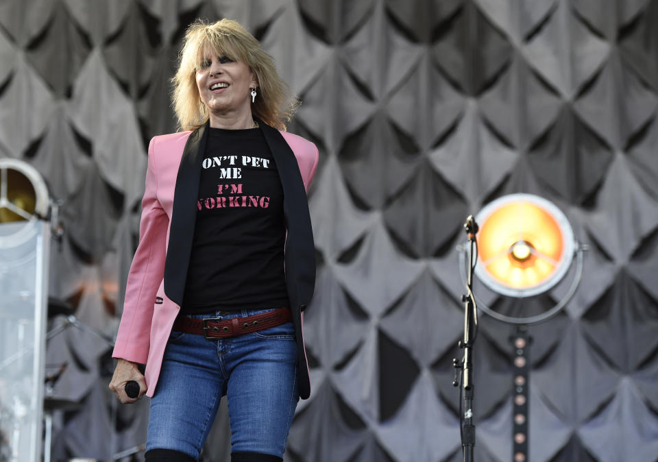 FILE - Chrissie Hynde, of the Pretenders, performs on day 1 of the Arroyo Seco Music Festival on June 23, 2018, in Pasadena, Calif. Hynde turns 71 on Sept. 7. (Photo by Chris Pizzello/Invision/AP, File)