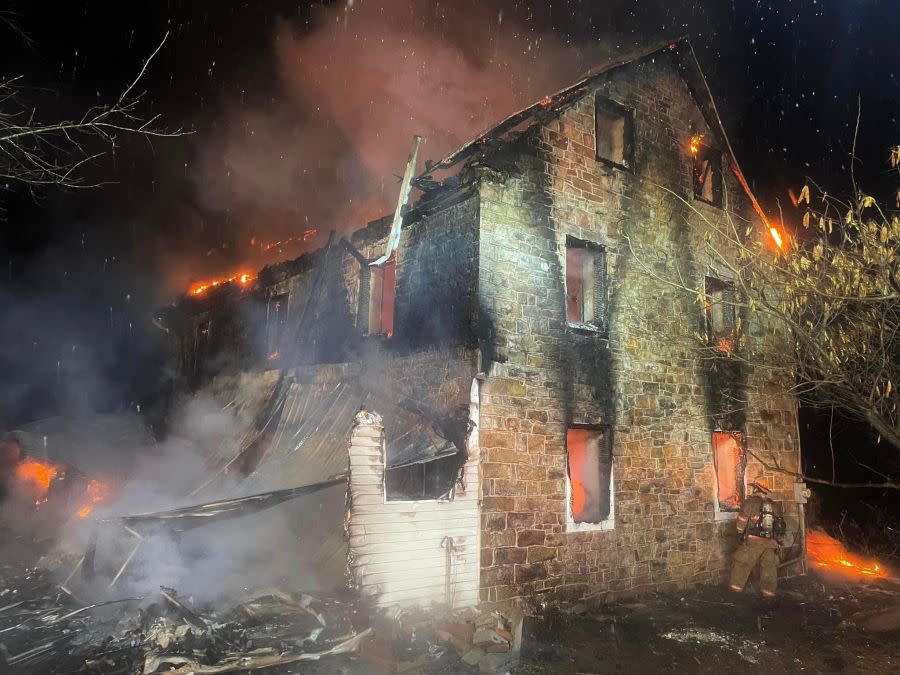 Bunkertown house fire, photos via Mifflintown Hose Co. #1 Facebook