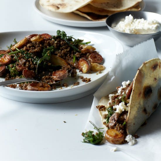 Homemade Green Chorizo Tacos with Kale & Potatoes