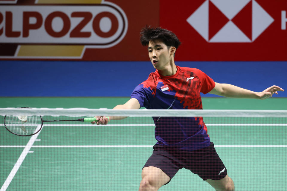 Singapore shuttler Loh Kean Yew in action at the 2021 BWF World Championships. 