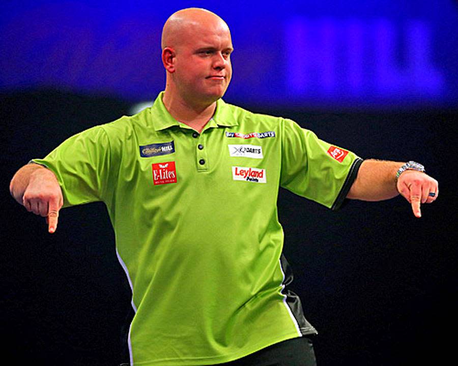 Dartsspieler Michael van Gerwen markiert sein Revier