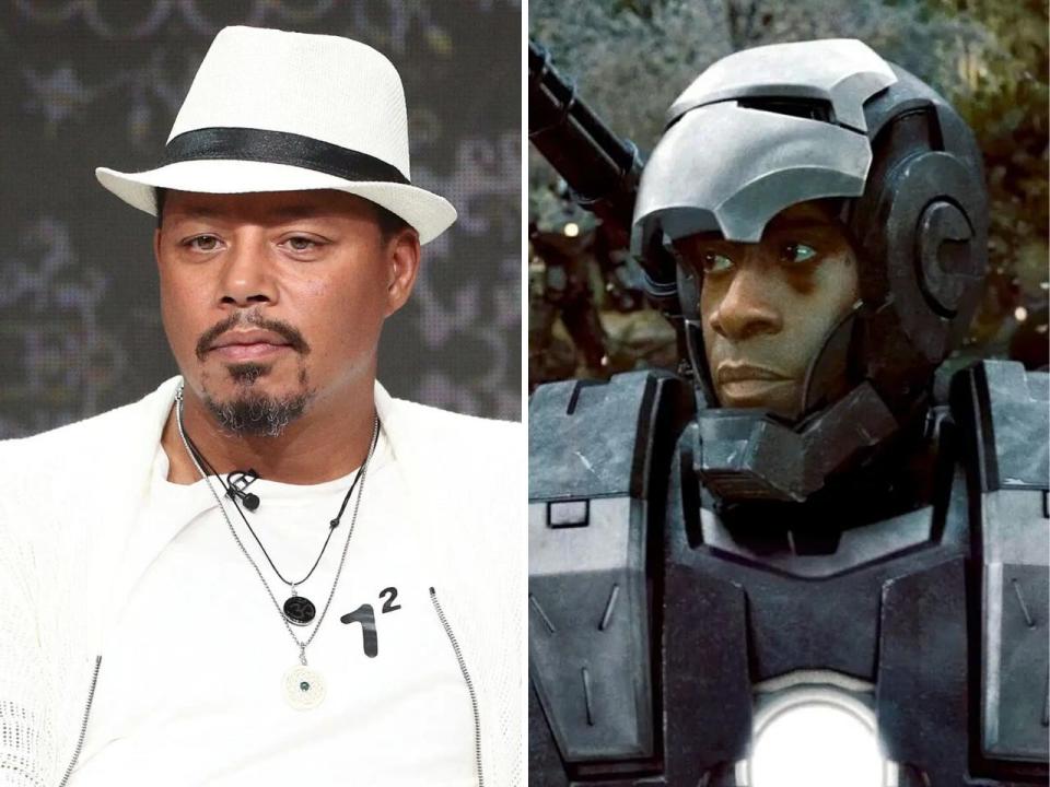 Terrence Howard and Don Cheadle both as War Machine in Iron Man 2