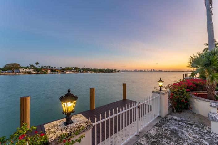 waterfront views from the most expensive home currently for sale in Florida, 18 La Gorce Circle in Miami Beach