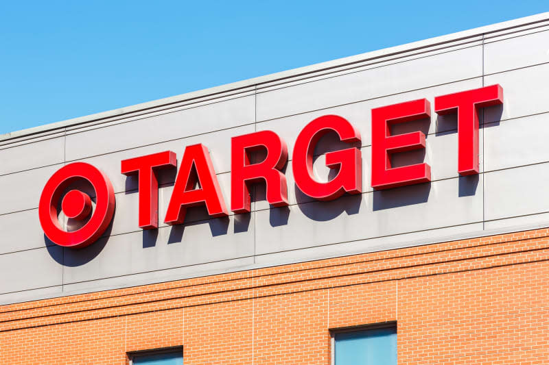 Chicago, United States - May 3, 2023: Target logo on a discount department store branch supermarket shop discounter in Chicago, United States.