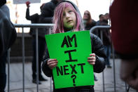 <p>Rocio Klotz, 6, joins thousands of young people as they march against gun violence in NYC. (Photo: Getty Images) </p>