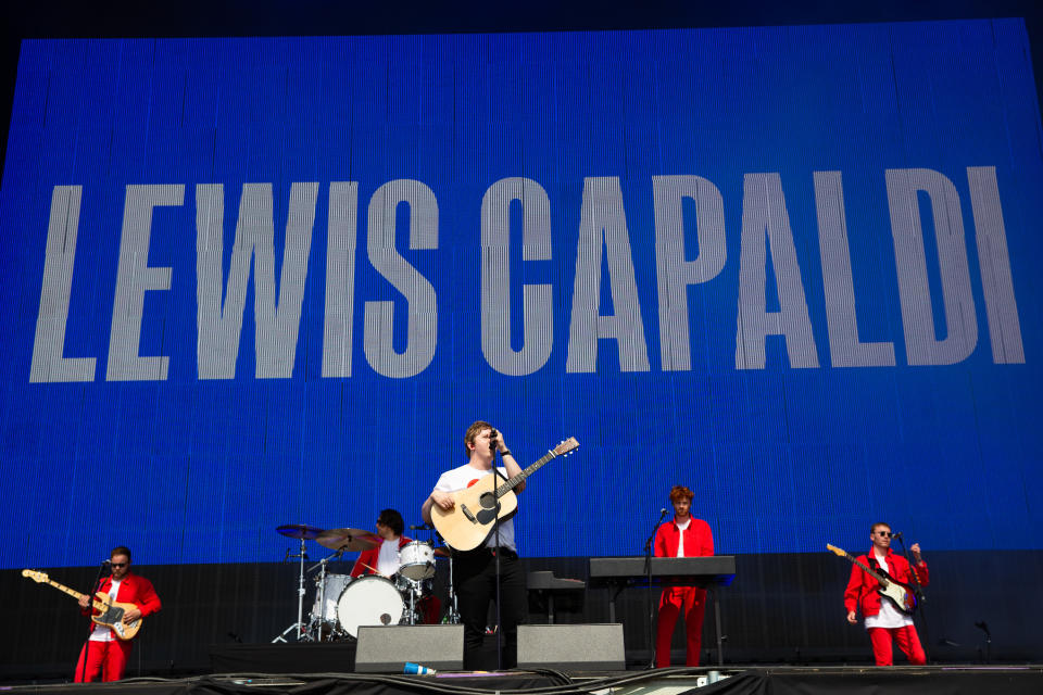 Lewis Capaldi performs at Glastonbury Festival, in Worthy Farm in Pilton, Somerset.