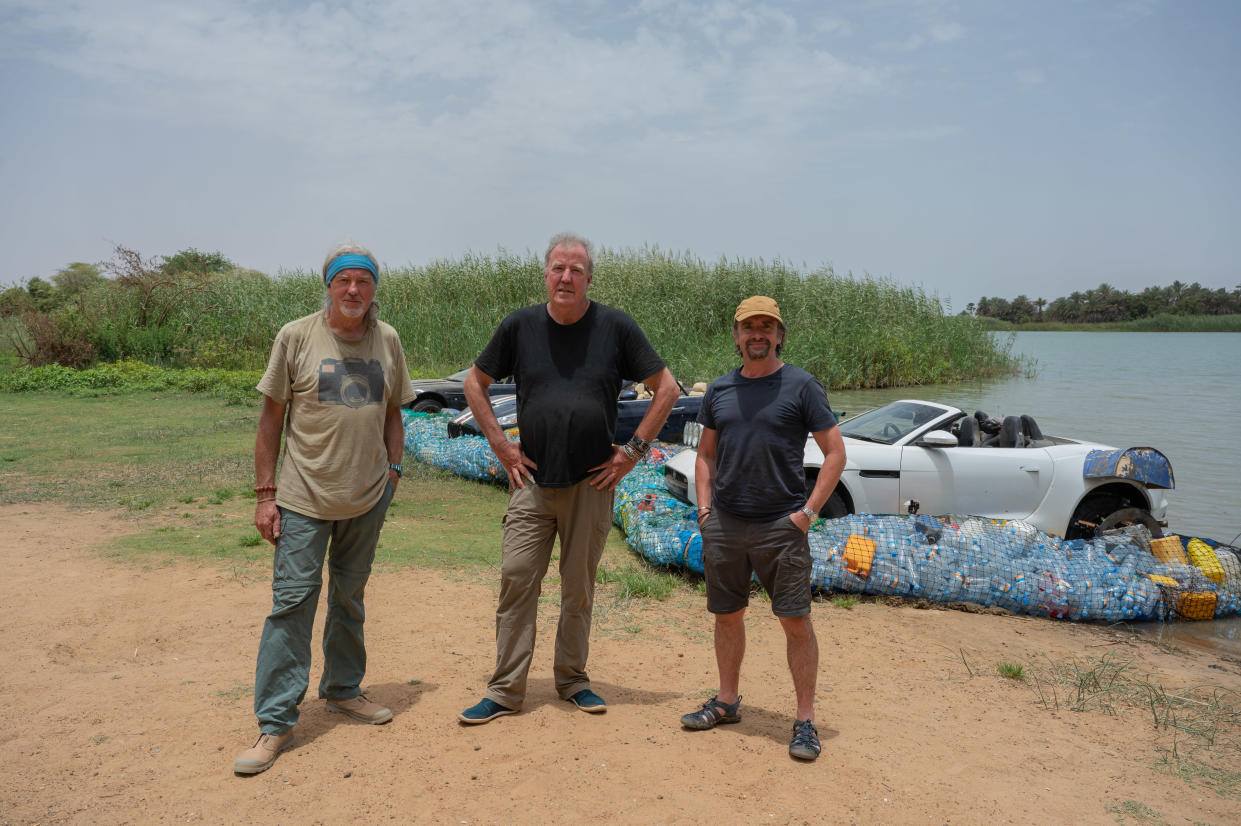 Jeremy Clarkson, Richard Hammond and James May return in The Grand Tour: Sand Job. (Prime Video)