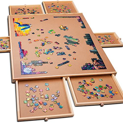 2) 1500 Piece Wooden Jigsaw Puzzle Table