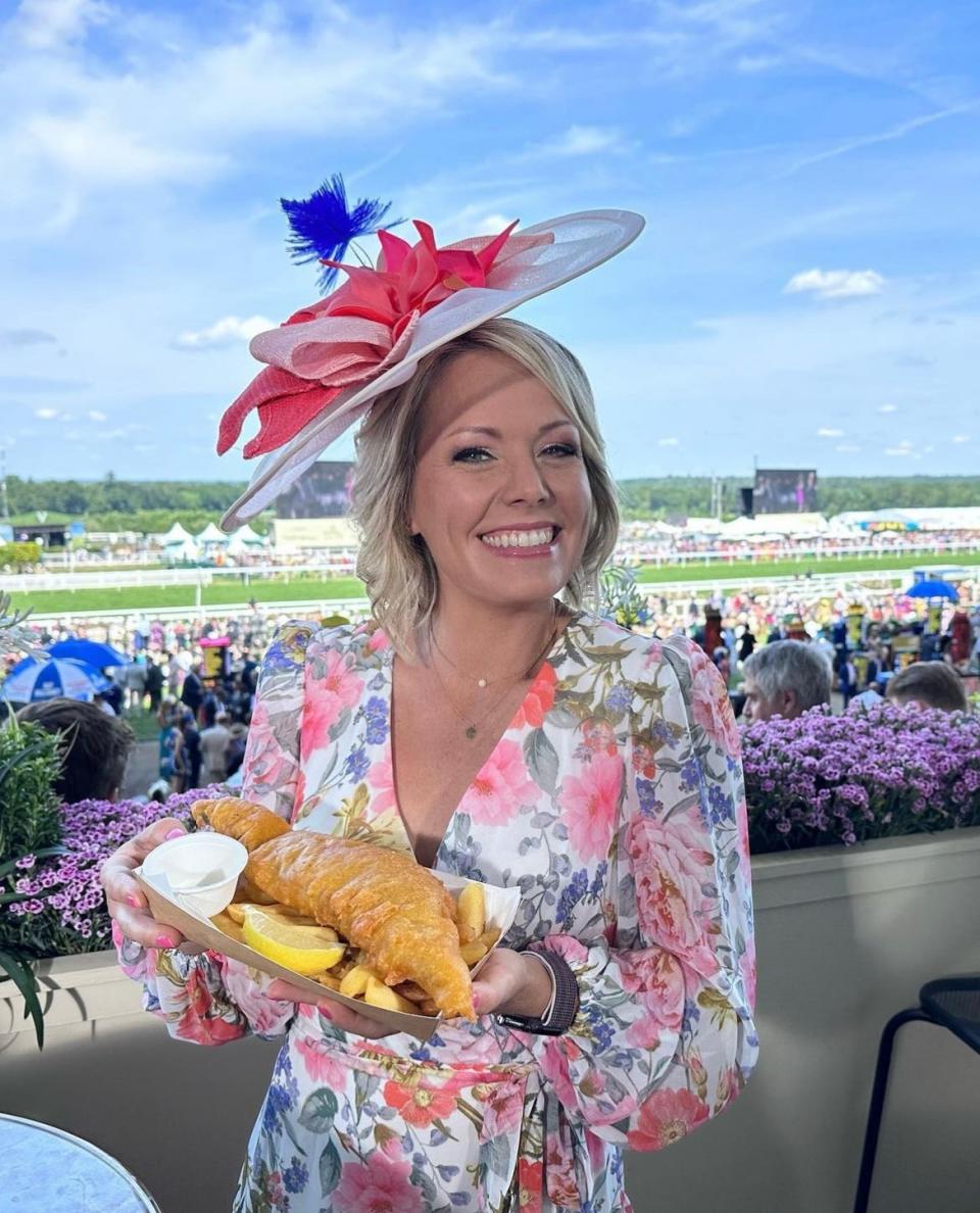 Dylan Dreyer at Churchill Downs.  Dreyer has covered the Kentucky Oaks and Kentucky Derby for NBC for more than a decade.