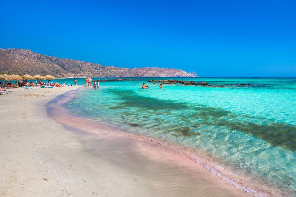 tropical sandy beach with turquoise water, in elafonisi, crete