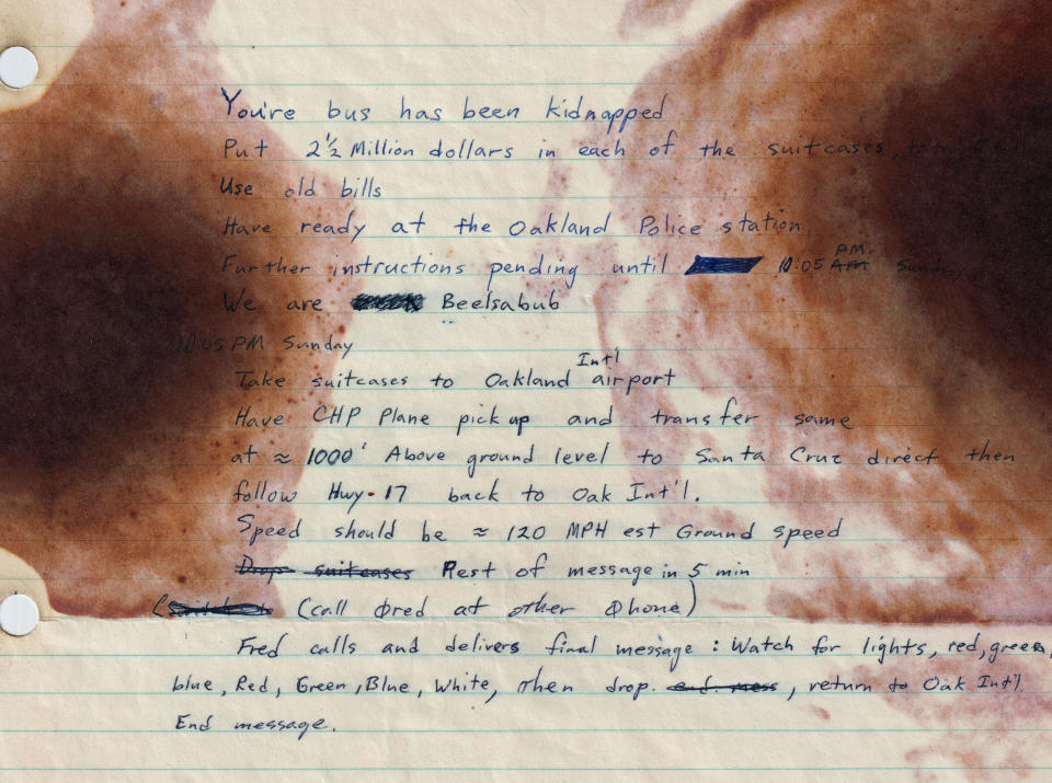 Investigators executed a warrant to search Fred Woods' father's estate and found a treasure trove of evidence – including the kjdnappers' detailed plan and this draft of a ransom note. / Credit: Alameda County D.A.'s Office