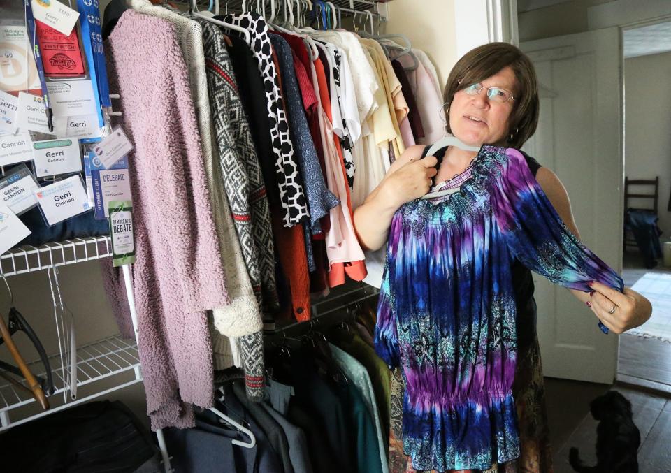 State Rep. Gerri Cannon, D-Somersworth, shows off her wardrobe in her home following gender confirmation  surgery.