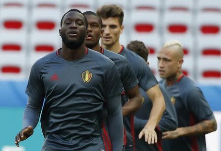 Football Soccer - Euro 2016 - Belgium Training - Allianz Riviera Stadium - Nice, France - 21/6/16 - Belgium's Romelu Lukaku during training. REUTERS/Eric Gaillard