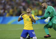 <p>At the 2016 Summer Games in Rio, soccer megastar Neymar played the key role in inspiring Brazil to the one major honor that had eluded it over the years when he helped the Selecao claim Olympic gold on home soil. (Getty) </p>