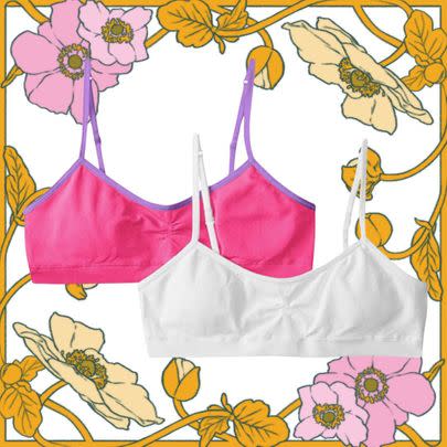 A pair of lightly padded foam-cup bras