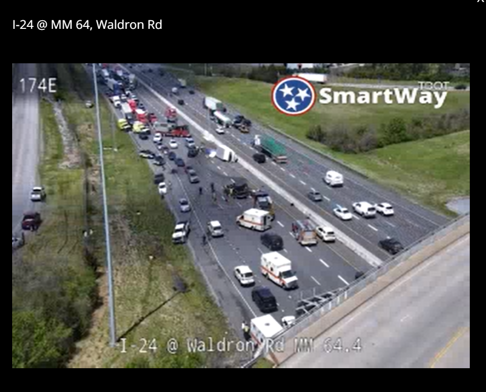 I-24 east is shut down after a wreck, TDOT reported.