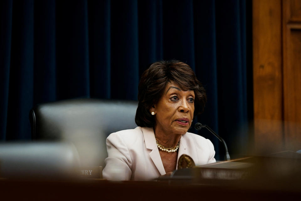 Chairwoman U.S. Representative Maxine Waters questions a witness during a U.S. House Financial Services Committee hearing titled “Holding Megabanks Accountable: Oversight of America’s Largest Consumer Facing Banks” on Capitol Hill in Washington, U.S., September 21, 2022. REUTERS/Elizabeth Frantz