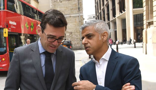 Mayor of Greater Manchester Andy Burnham and London Mayor Sadiq Khan (Photo: Stefan Rousseau - PA Images via Getty Images)