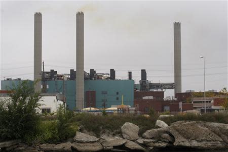 A view of the entrance to the City of Detroit Water and Sewerage Wastewater Treatment Plant on Jefferson Avenue in the Delray neighborhood of Detroit , Michigan December 13, 2013. REUTERS/Rebecca Cook