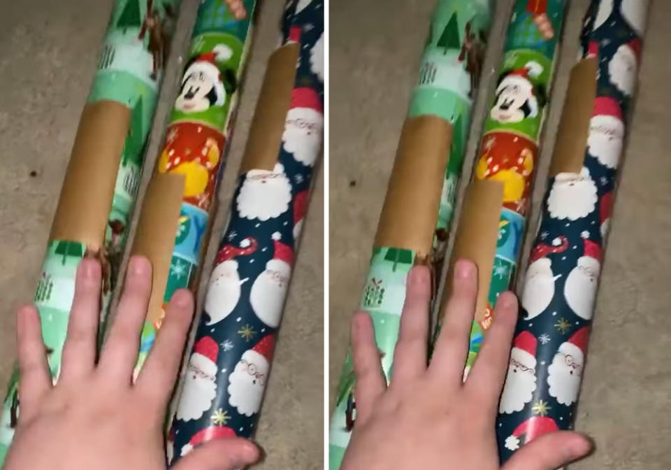 Woman shares her toilet roll wrapping paper hack
