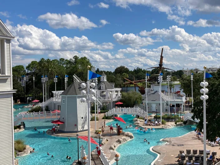 aerial view of the pool at the yacht club resort disney world