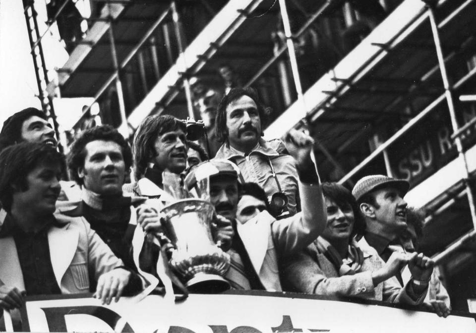 Southampton's players parading the FA Cup (Getty)