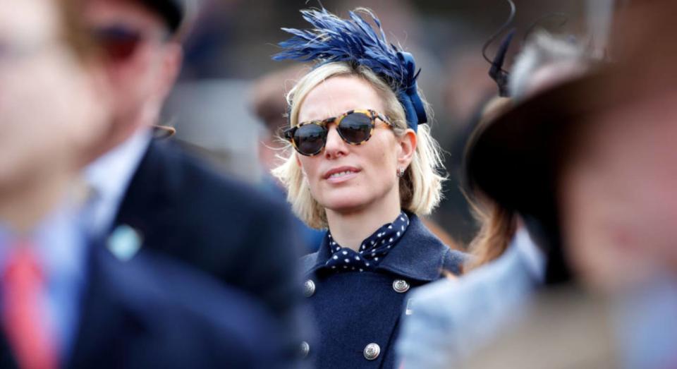 Zara Tindall wears Illesteva sunglasses to Cheltenham Festival. (Getty Images)