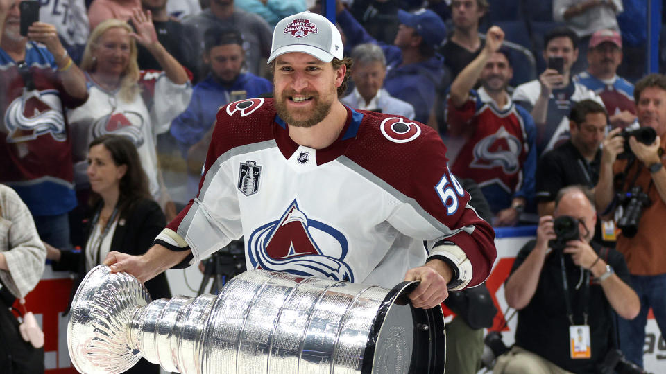 Avalanche defenseman Kurtis MacDermid took a spill with the Stanley Cup while out partying. (Photo by Dave Sandford/NHLI via Getty Images)