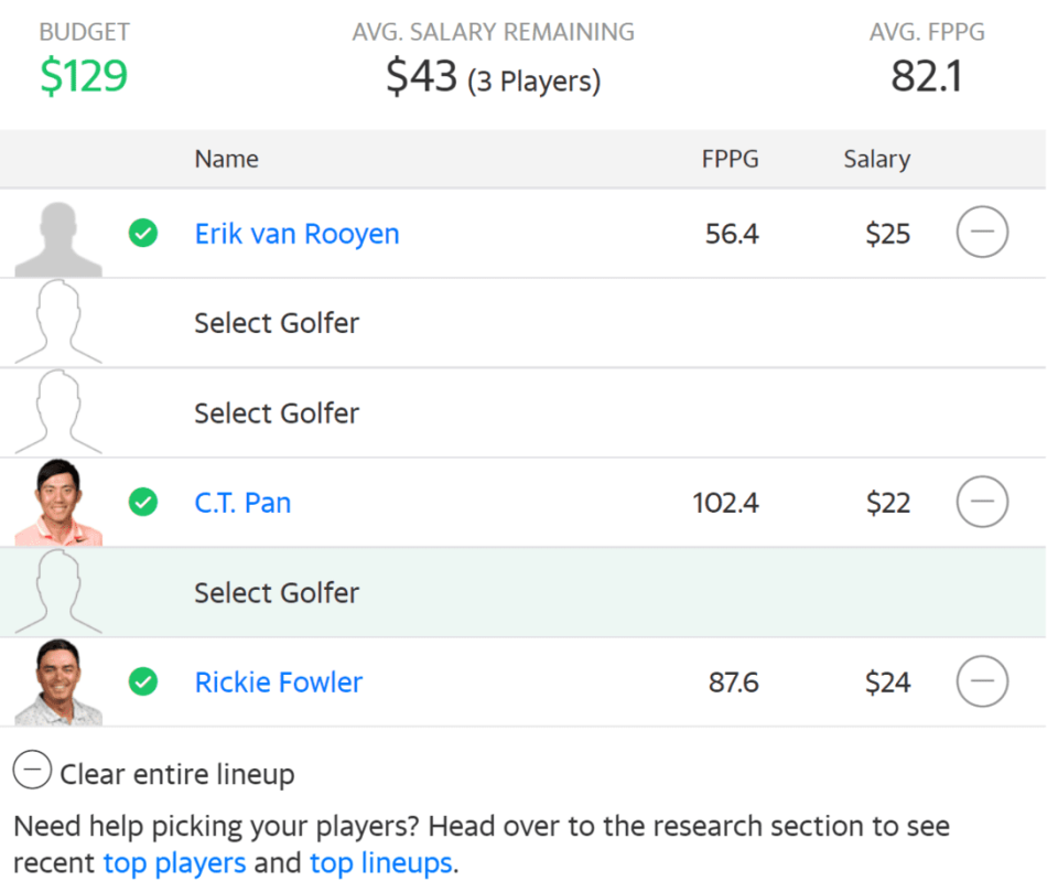 PGA DFS Picks Optimizer Optimal Lineup ZOZO Championship Yahoo Cup fantasy golf expert projections rankings this week today tonight PGA Tour free advice tips strategy 2021 masters open Japan Hideki Matsuyama Rickie Fowler