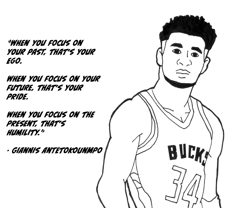 Jay Aquino drew this image of Giannis Antetokounmpo after he heard this quote from Antetokounmpo in a postgame interview.