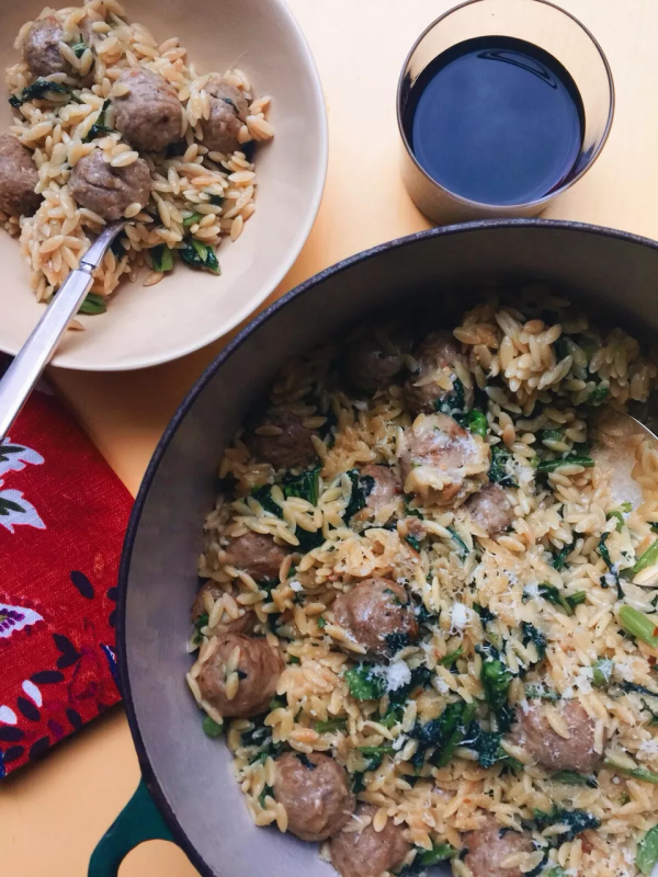 <p>Katie Workman</p><p>This one-pot orzo dinner turns super-convenient frozen <a href="https://parade.com/1280803/parade/best-meatball-recipe/" rel="nofollow noopener" target="_blank" data-ylk="slk:meatballs;elm:context_link;itc:0;sec:content-canvas" class="link rapid-noclick-resp">meatballs</a> into a creamy, slightly cheese main dish, complete with the vegetables built right in.</p><p><strong>Get the recipe: </strong><a href="/852637/katieworkman/cheesy-meatball-and-orzo-one-dish-casserole/" data-ylk="slk:Cheesy Meatball and Orzo One-Dish Casserole;elm:context_link;itc:0;sec:content-canvas" class="link rapid-noclick-resp">Cheesy Meatball and Orzo One-Dish Casserole</a></p>