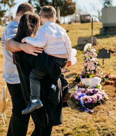 <p>Rachel Schaum</p> Aurora Roberts' family visiting her grave