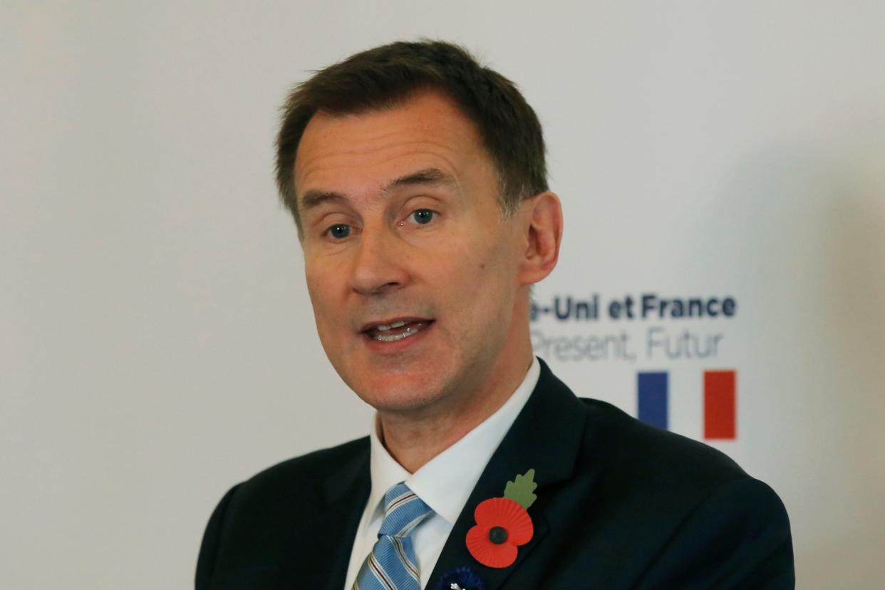 Britain's Foreign Secretary Jeremy Hunt delivers a speech at the British embassy in Paris: AP