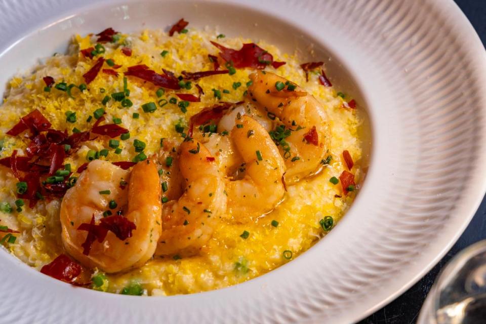 One of the shrimp dishes at the new Teatro restaurant, located on the second floor of the Arsht Center’s Ziff Ballet Opera House.